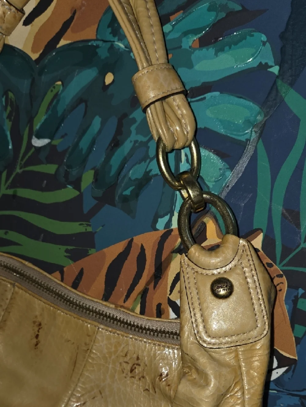 Coach Tan Leather Hobo Bag with Gold Hardware
